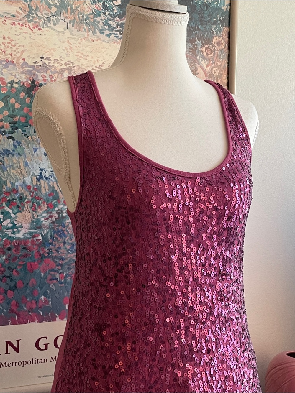Vintage Y2K Wet Seal Pink Sequin Tank Top Medium Racerback Mermaidcore Summer - Picture 6 of 10